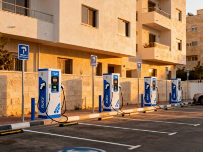 עמדות טעינה מרובות בחניון מגורים