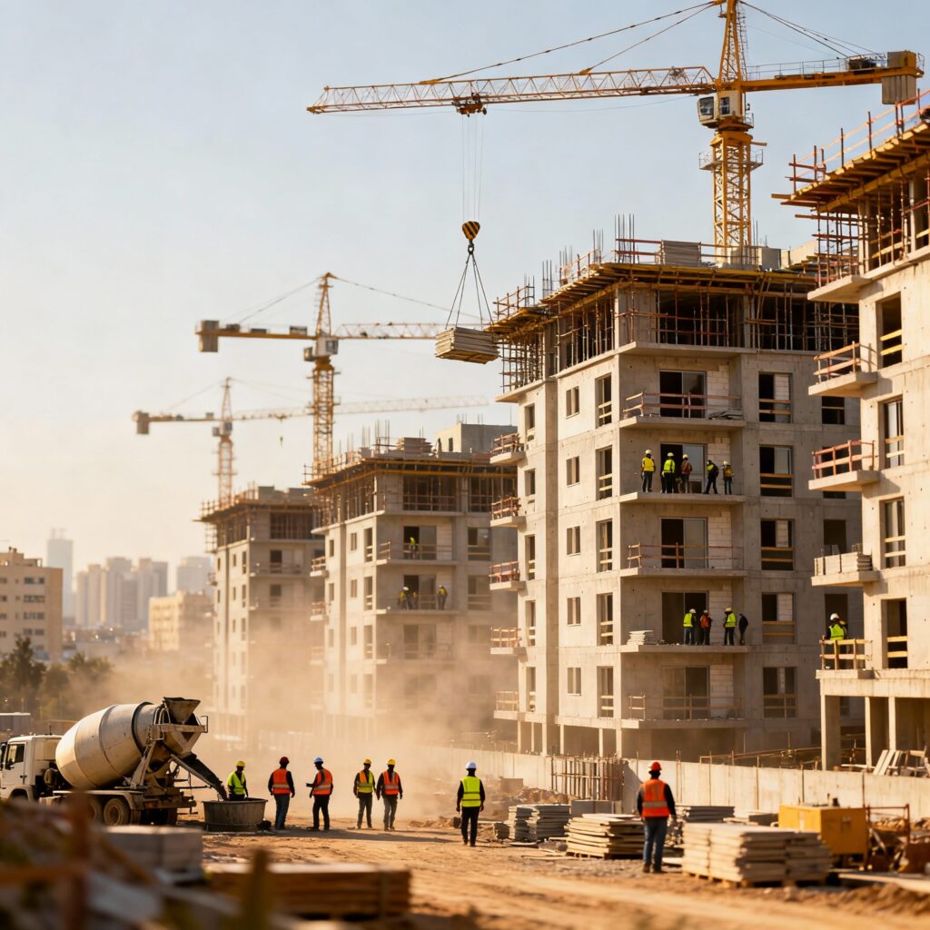 אתר בנייה של פרויקט דיור חדש בישראל