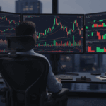 מסך מסחר בבורסה עם גרפים ונתונים פיננסיים