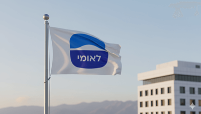 דגל מתנוסס של בנק לאומי