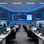 מסחר פיננסית מודרנית עם מסכים מרובים