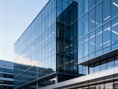 בניין משרדים מודרני של חברת טכנולוגיה