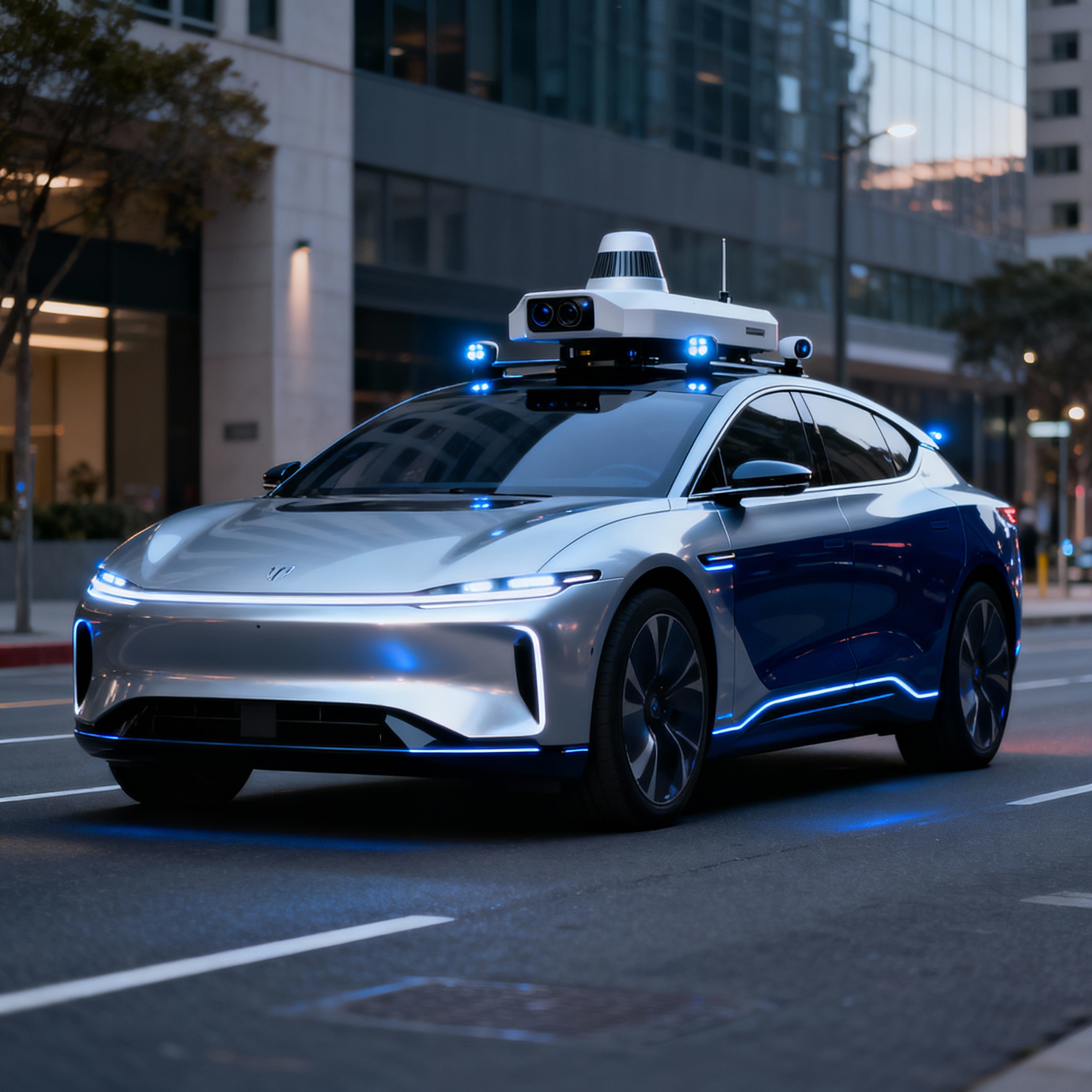 רכב אוטונומי עם מערכות חיישנים מתקדמות