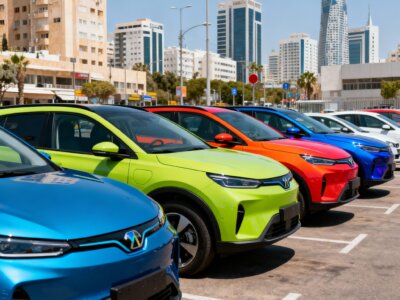 רכבי SUV חשמליים בחניון עירוני