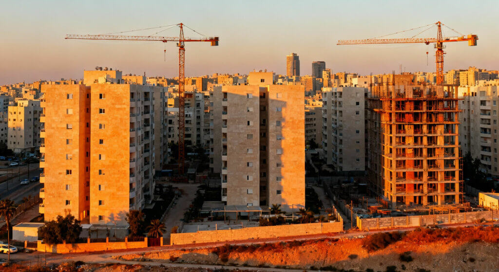 בנייני מגורים חדשים עם מנופים