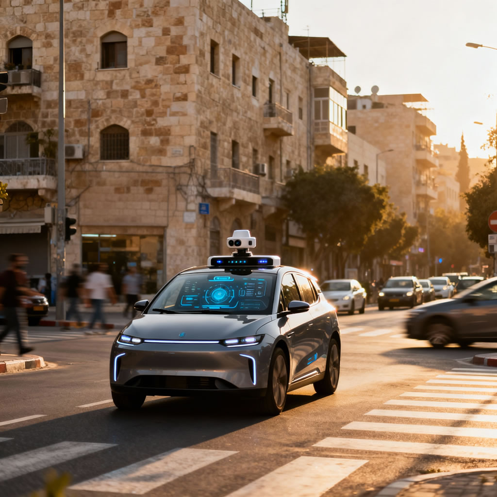 רובוטקסי - מונית אוטונומית ברחוב עירוני מודרני