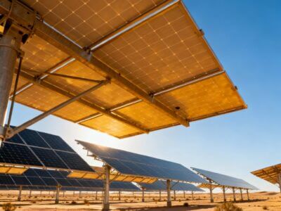 שדה פאנלים סולאריים במדבר