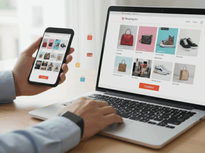 קניות דיגיטליות באמצעות סמארטפון ומחשב נייד