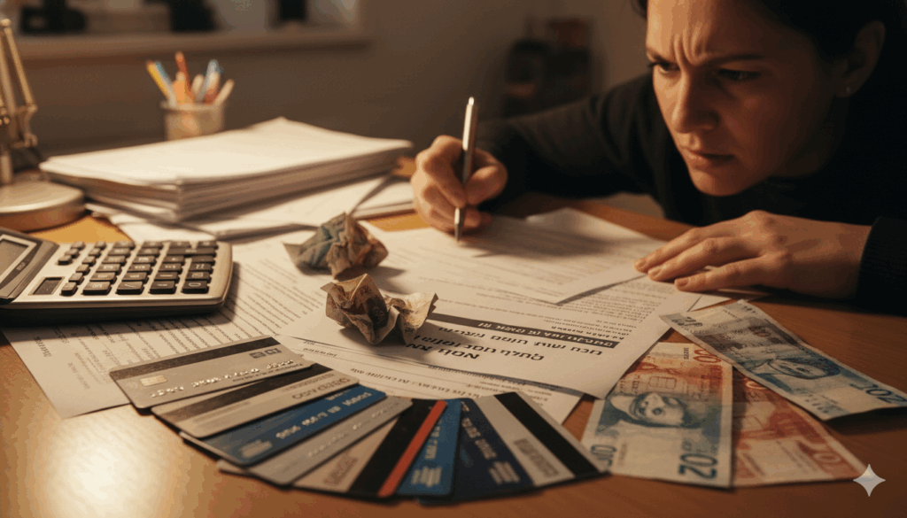 מטבח עם כרטיס אשראי ושטר של הלוואה לרכישת רכב