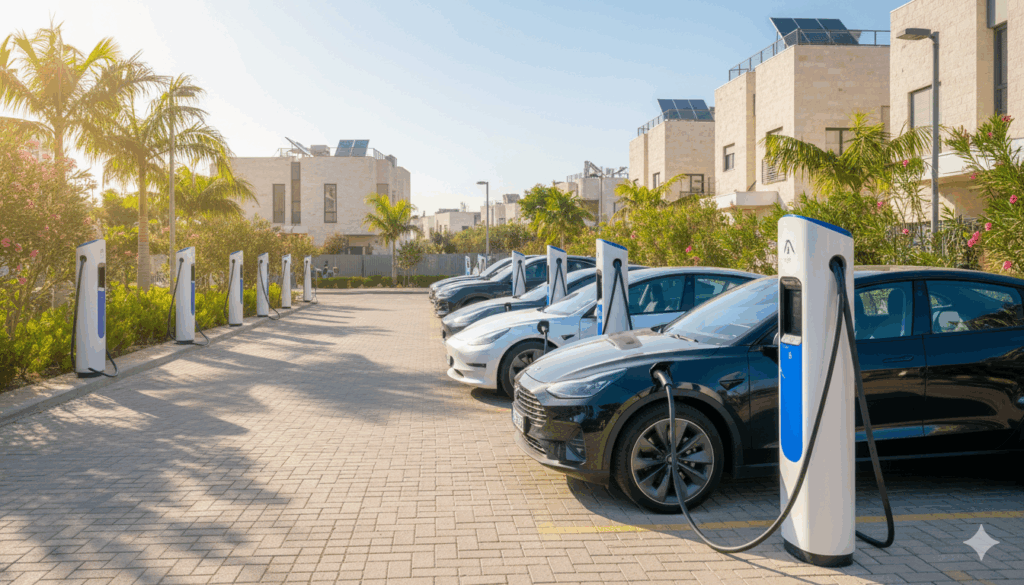 תחנת טעינה מהירה עם רכבים חשמליים