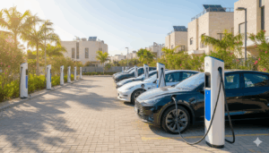 תחנת טעינה מהירה עם רכבים חשמליים