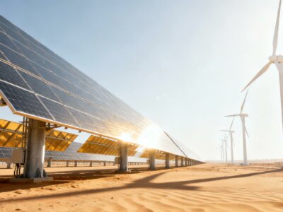 מתקן אנרגיה מתחדשת - פאנלים סולאריים וטורבינות רוח