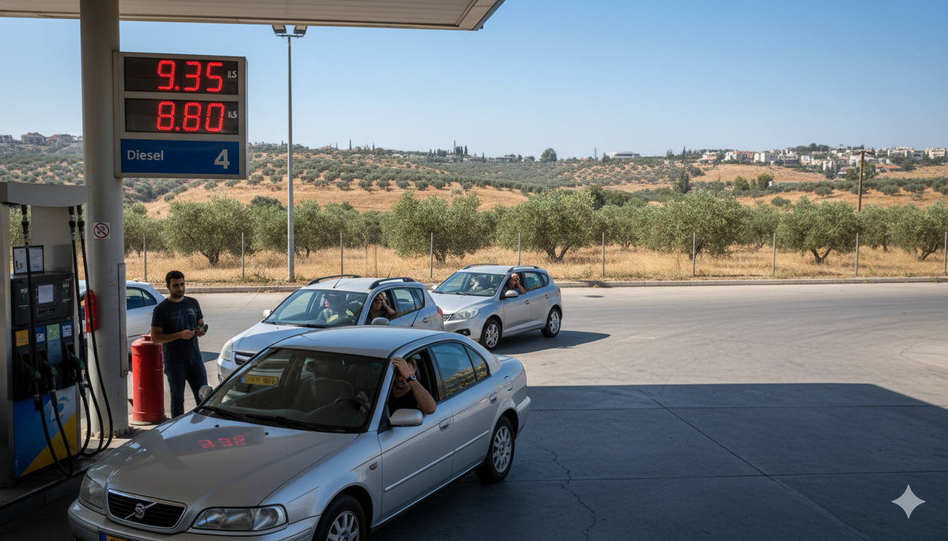 תחנת דלק עם מחירים גבוהים וצרכנים מודאגים