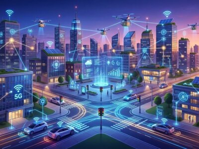 עיר חכמה עם מערכות מחוברות