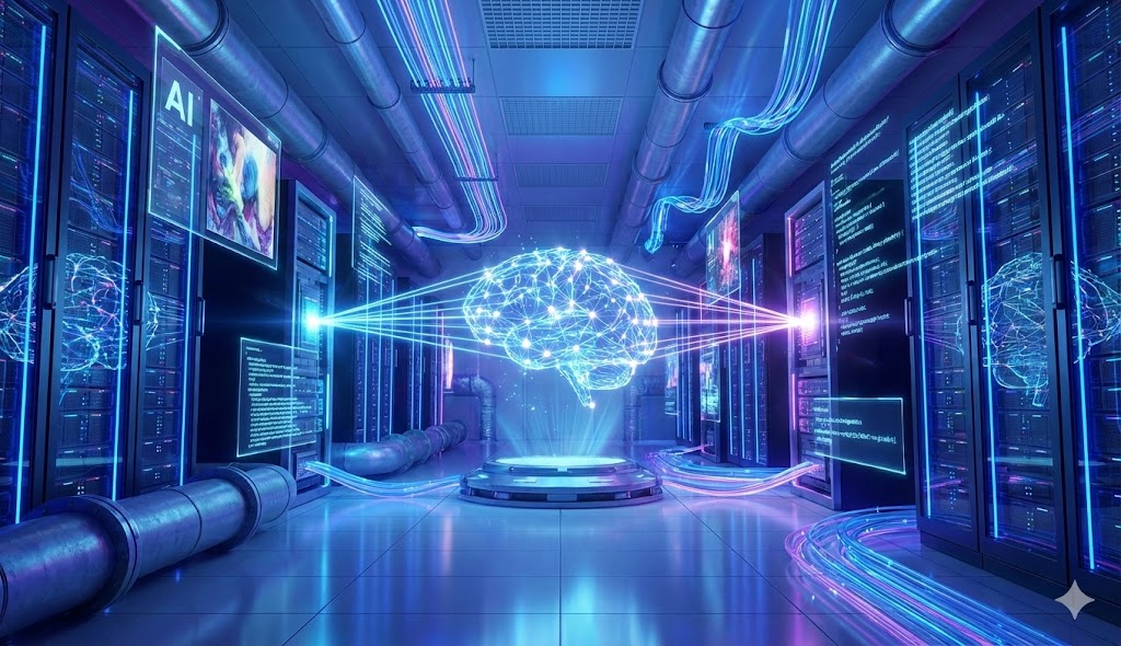 מרכז עיבוד נתונים עם AI יצרני