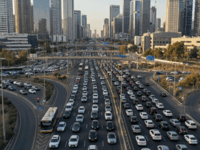 תנועה עמוסה וכבישים עירוניים