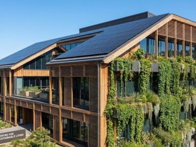 בנייה ירוקה עם פאנלים סולאריים משולבים בגג המבנה