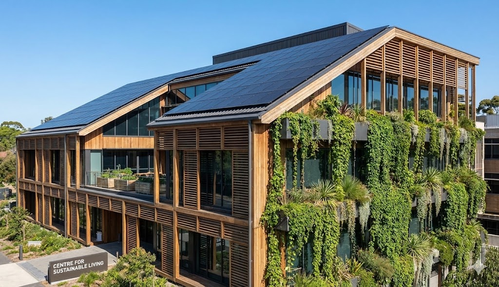 בנייה ירוקה עם פאנלים סולאריים משולבים בגג המבנה