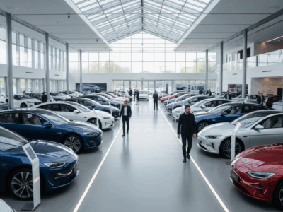 מחסן גדול של רכבים חשמליים