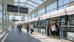 רכבת קלה בתחנת מודרנית