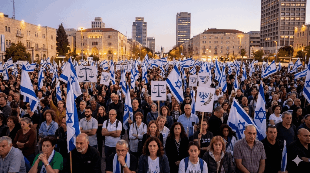 המחאה הציבורית בכיכר הבימה - השקעת הסגר על הדמוקרטיה