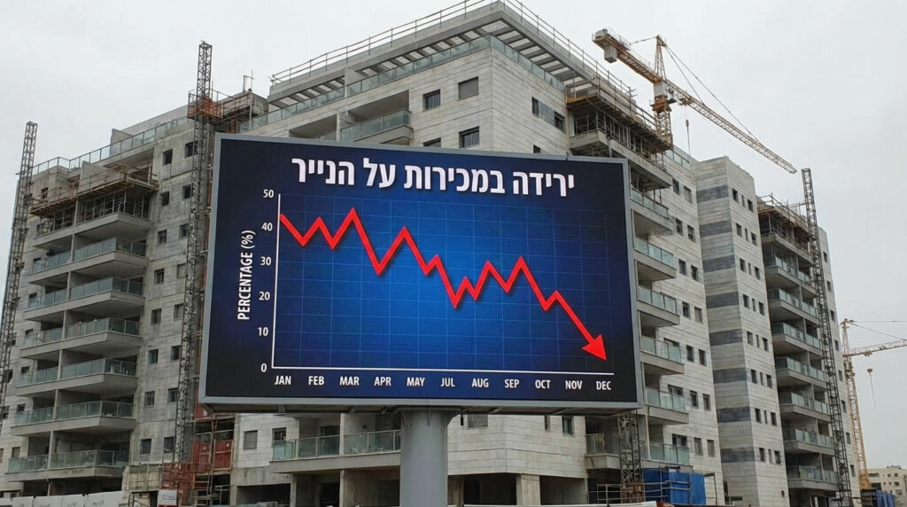 הגרף ממחיש את הירידה המשמעותית במכירות הדירות החדשות בשלב הטרום-בנייה