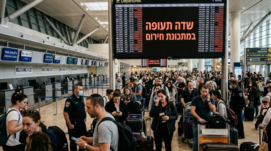 נמל התעופה בן-גוריון עובר הסבה למתכונת חירום, כאשר חברות תעופה מקטינות באופן משמעותי את פעילותן ומבטלות טיסות בעקבות המלחמה והחשש מתקיפות אוויריות.