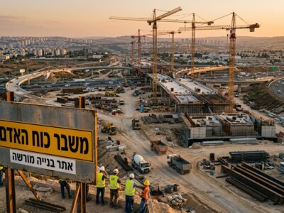 אתר בנייה של תשתית בישראל. מחסור בכוח אדם מקצועי מאיים על עתיד הפרויקטים (אילוסטרציה)
