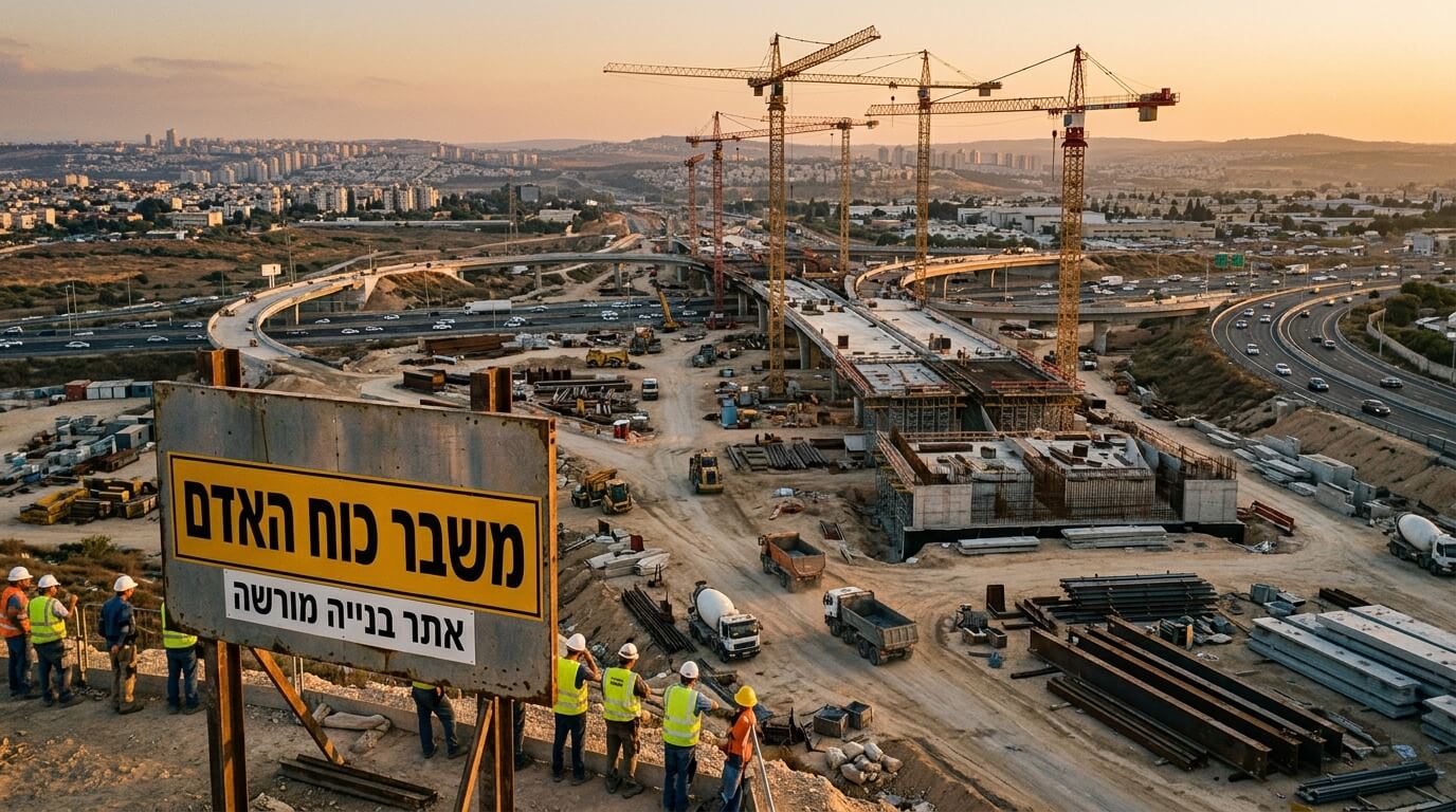 אתר בנייה של תשתית בישראל. מחסור בכוח אדם מקצועי מאיים על עתיד הפרויקטים (אילוסטרציה)