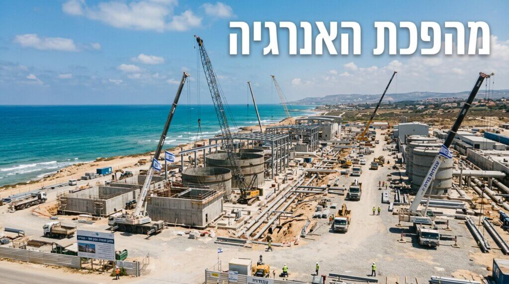 הדמיית מתקן ההתפלה הגדול שיוקם בעמק חפר, אחד הפרויקטים שיעצבו את עתיד האנרגיה בישראל