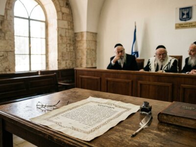 שטר כתובה על שולחן בית הדין הרבני. הרבנות הראשית קבעה תקרה חדשה לסכום