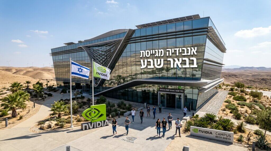 מרכז המחקר והפיתוח החדש של אנבידיה בבאר שבע. ההשקעה שמסמנת את כוונת החברה להעמיק את הפעילות בדרום (אילוסטרציה)